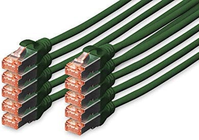 DIGITUS Câble LAN Cat 6-2m - 10 pièces - RJ45 Câble réseau - S/FTP Blindé - Compatible Cat 6A & Cat 7 - Vert