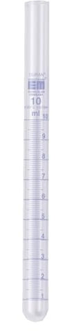 Hirschmann DURAN Borosilicatglas 3.3 Reagenzgläs mit Ausguss, Blau Graduiert, Runder Boden, 20 ml Kapazität, 0.2 ml Teilung, 17 mm Durchmesser, 205 mm Länge, 10 Stück