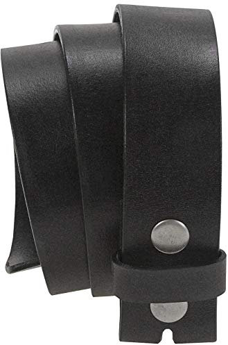 HC Damen Herren hochwertiger Ledergürtel aus Büffelleder mit Druckknopf, Bundweite:Bundweite 110 = Gesamtlänge 124, Farben:schwarz