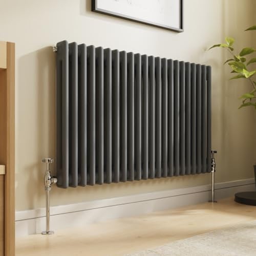 NRG 600x1010 Traditional Colosseum Cast Iron Bathroom Radiator Anthracite 2 Panel