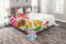 ABAKUHAUS Paisley Tagesdecke Set, Retro Blumenblatt-Kunst, Set mit Kissenbezügen Waschbar, für Doppelbetten 264 x 220 cm, Magenta Creme