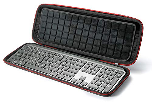 Estuche rígido de viaje para Logitech MX Keys Teclado iluminado inalámbrico avanzado, bolsa de almacenamiento - Negro (forro negro)