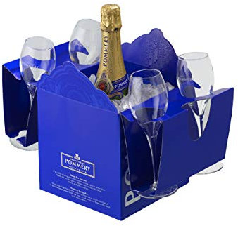 POMMERY Champagne Brut Royal Tasting Box 1 Bouteille + 4 Flutes 0.75 L