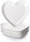 DELLING Heart Shaped Dessert Salad Plates- 6 Pack, 7.3 Inch Ceramic White Dinner Plates, Heart Dishes for Dessert, Appetizer, Steak, Snacks, Microwave & Oven Safe, Thanksgiving & Christmas Day Gifts
