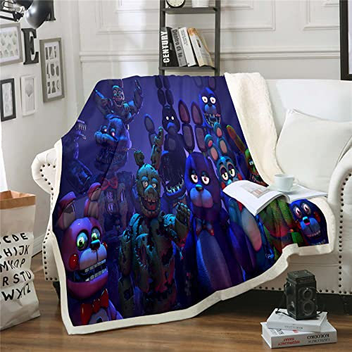 Fgolphd Five Nights at Freddy's Decken Fleecedecken for Erwachsene Kinder, 100% Mikrofaser,Weich und warm,für Schlafsofa und Sofa (14,150x200cm)