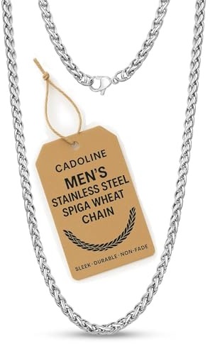 Cadoline Edelstahl Schwarz, Gold, Silber 3–8 mm und 40–65 cm Herren-Halskette mit gedrehtem Seil und Weizenkette