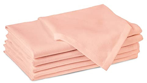 Encasa Homes Einwegservietten, waschbar, quadratisch, 100% Baumwolle, für Familienessen, Partys drinnen und draußen, 43 x 43 cm, Pfirsichfarben, 6 Stück