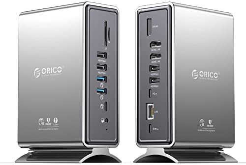 ORICO USB-C Triple Monitor Docking Station for MacBook Pro M1/M2/Windows with 100W Power Delivery, 15-in-1 USB C Laptop Dock with 3 HDMI Ports, 8 USB Ports, DP,RJ45,3.5mm Audio,TF/SD