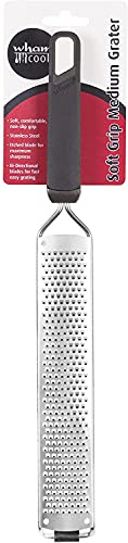 JMS we create smile - Cheese Grater Long Hand Stainless Steel Razor Sharp Blade Handheld 23 x 2 x 6 cm Cheese Grater & Zester Made in UK (Long Flat Grater, Black)