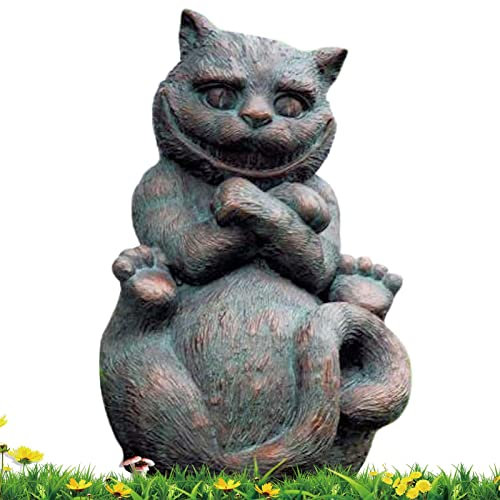 Vintage Wonderland Garten Skulptur Alice im Wunderland Garten Skulptur Harz Garten Statue Alice Figur Verrückter Hutmacher Weißer Kaninchen, Grinsekatze und Raupe Wunderland Garten Dekorationen