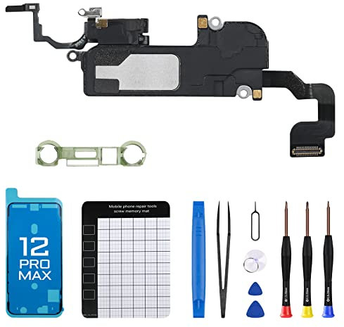 DGSCSMY Ersatz-Reparatur-Set für iPhone 12 Pro Max, Ohrmuschel, Frontlautsprecher, 17 cm, OEM-Ohrmodul-Teil mit Umgebungslichtsensor, Näherungssensor, Verbindungswerkzeug, A2342, A2410, A2411, A2412