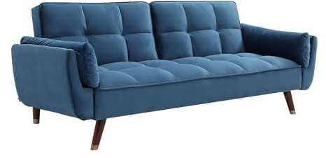 Vente-unique - Schlafsofa 3 Gulcan - Samt - blau