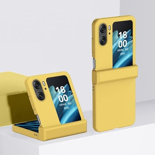 yanzi Compatible avec Oppo Find N2 Flip Téléphone Coque(Jaune) Housse Etui Ultra Mince Matte TPU Silicone Bumper Charnières Antichoc 360° Protection Case+3D Verre Trempé Protecteur D'écran-2022