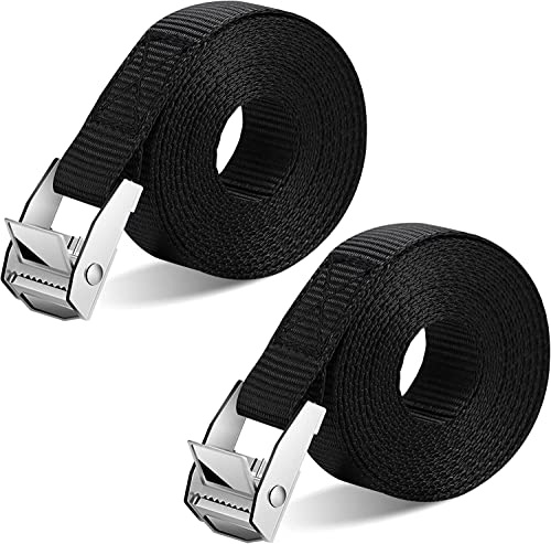 OneNine Lashing Straps 5 m, Pack of 2 Black Lashing Straps with Clamping Lock, 25 mm x 5 m Lashing Strap Fastening Straps for Roof Racks, SUP, Kayak, Luggage, Motorcycle, Trailer