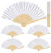 Wedding Fans, 6 Pcs Hand Fan Folding, Handheld Fan Folding for Women, Paper Folded Fan for Party Favor, Wall Decoration, Dancing, DIY Wedding Gift (White)