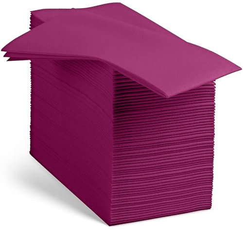 Linen-Feel Lila Papierservietten - Dekorative Stoffähnliche Einweg-Servietten - Weich und saugfähig Für Küche, Party, Hochzeit, Bad oder jeden Anlass (100 Stück)