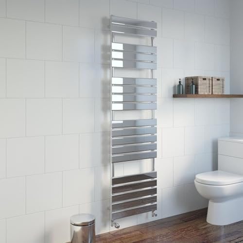 DuraTherm® 1800 x 500mm Flat Panel Heated Towel Rail Radiator Modern Central Heating Bathroom Warmer Wall Mounted Ladder Rad, Polished Chrome