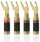 YuanYong Audiophile Bananenstecker Messin 24k vergoldet Vollmetallgehäuse Kohlefaser-Verbinder für Lautsprecherkabel bis 7mm(4 Stücke)