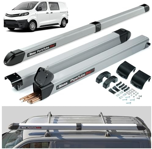 Rhino PipeTube Pro | Kompatibel mit Opel Vivaro 2019+ L1H1 / L2H1 / L3H1 | Transportrohr; Dachträger für Rohre und Stangen, 3m | Sicherer Transport von Langgütern | TÜV