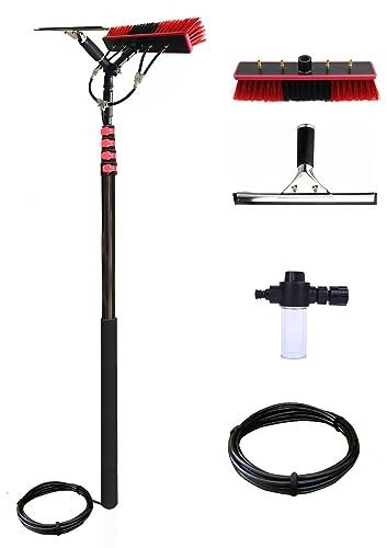 SADOMAIN Kit Pulizia Pannelli Fotovoltaici, 3.6-6 M Asta Telescopica, Dosatore di Sapone e Lavavetri,Lavaggio Pannelli Fotovoltaici Finestre Camion Auto, Scopa Spazzola (55cm Brush Head,4.6M)