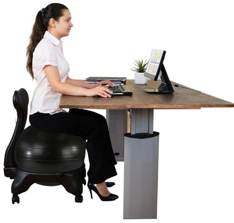 Balance Ball Stuhl Büro-Gymnastikball-Schreibtischstuhl für Die Schwangerschaft von Erwachsenen, Ergonomischer Rückenstützyoga-Ballstuhl, Schwarzer Anti-Burst-Balance-Ball-Rollhocker, 300 Pfund Belast