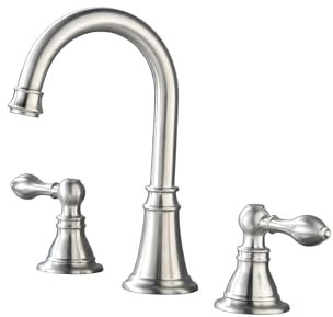 Derengge Spültischarmatur aus gebürstetem Nickel, 3 Löcher, zwei Griffe mit Pop-Up-Ablauf, 20,3 cm, weit verbreitet für Badezimmer, Waschtisch, Wohnmobil, Bauernhaus, Waschbecken, LF-0285-BN, Standard