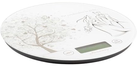 Gastgeschenk Hochzeit Runde Waage aus Glas mit Baum des Lebens und Brautpaar weiß harmony SNVT24222