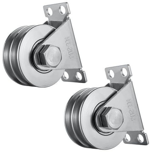 KCNOFNC Doppelte Umlenkrolle mit 2 Kugellager, Edelstahl Flaschenzug, Umlenkrollen für 8mm Seile Stahlseil, Tragkraft 500kg, 2 Stück