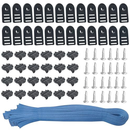 Tube and Solar Cover Fastening Kit FG-FASKIT for F-eherguard Inground and Aboveground Pool Roller - Includes 24 26 Straps, 24 Mounting Wcrews with Brackets, for Securing Solar Blankets to Solar Reels