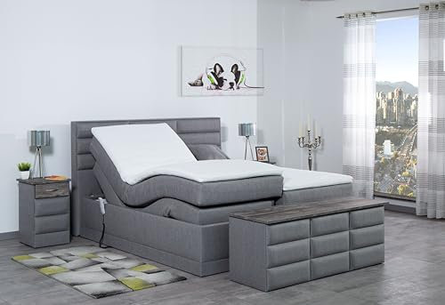 Boxspringbett Pino 240x220, WT-Silbergrau, 7-Zohnen Taschenfederkernmatratze, Ergoflex - Inklusive Aufbau - Deutscher Hersteller