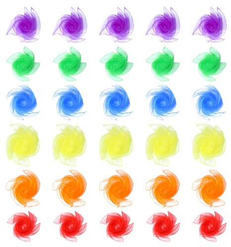 PLLYPE Jongliertücher, 30 Stück Chiffontücher, Bunte Chiffontücher, Bunte Tücher, Tanz tücher, für Tanzen, Jonglieren, Kindershow Aktivitäten (6 Farben, 60 x 60cm)