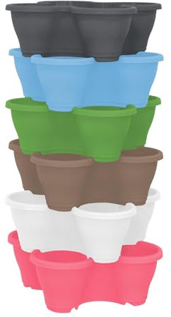 simpa 6PC Quad-Pot Stackable Indoor & Outdoor Planters - Multicolour Set