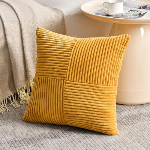 FDTERN 1 Stück Hellblau Kissenbezug 80x80 cm Weich Kordsamt Kissenbezüge Kissenhülle Dekokissenbezug Sofakissen Dekokissen Boho Deko für Sofa Schlafzimmer Wohnzimmer Balkon (Ohne Kissenfüllung)