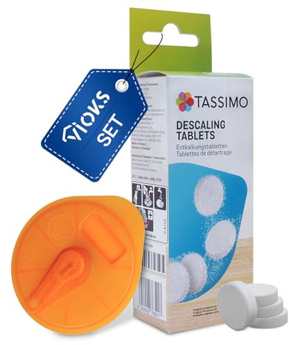 VIOKS Disque de nettoyage orange de rechange pour Bosch Tаssimo T Disc 17001491 + 4 tablettes détartrantes de rechange pour Bosch 00311909 pour machine à café TAS60 TAS70 TAS43 TAS45 TAS47 TAS55