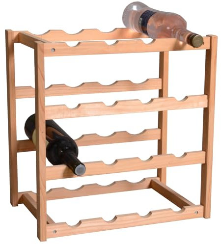 Marvin Cantinetta Vini in Legno JOY Cantina Porta Bottiglie Vino Mobile Scaffali Ripiani da Terra Tavolo per Casa Cucina Enoteca (16 BOTTIGLIE)
