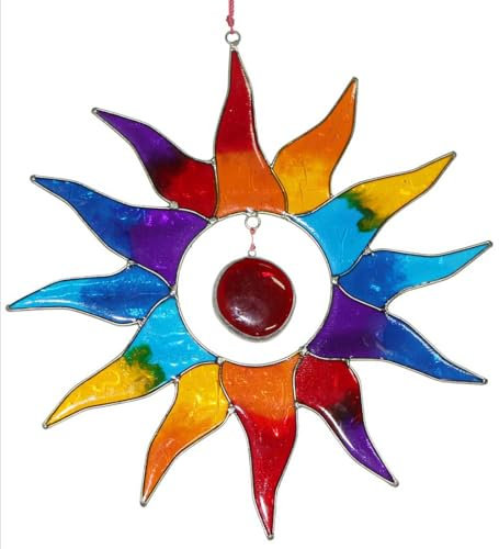 HAB&GUT Sonnenfänger Suncatcher Bunte Sonne, Mobile zum Aufhängen 21cm durchsichtig Windspiel