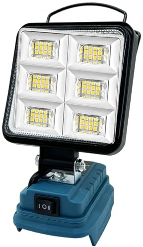 Akku Lampe für Makita 18V Akku(Ohne Akku)48W 4800LM Led Arbeitsleuchte, Strahler Tragbares Flutlichter Baustellen Lampe,mit 2 USB für Camping, Autoreparaturen
