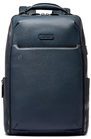 Piquadro – Herren-Laptop-Rucksack (14 Zoll) aus hochwertigem Leder – Blau – Business und Reisen