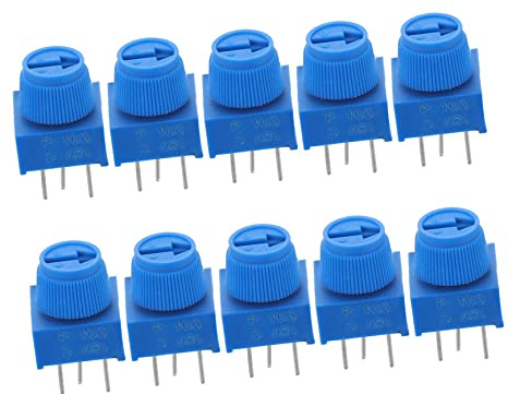 10 Pcs Adjustable Potentiometer Resistor for Breadboards | Plastic and Metal Build, Three-terminal Part with Breadboard Fit, Wear Resistant Design, Device Interior Use
