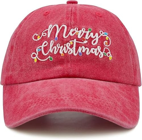 WALNOVA Weihnachts-Baseballkappe für Herren und Damen, verstellbar, bestickt, Frohe Weihnachten, für Urlaub, Neujahr, Party