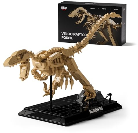 Nifeliz Velociraptor Fossilien Modell-Bausatz, NF10357 | Dekorative Dinosaurierskelett Klemmbausteine, eine ideale Geschenkidee für Dino-Fossilien-Liebhaber