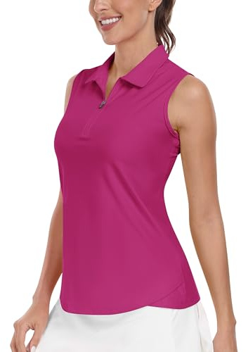 MoFiz Donna Senza Maniche Maglietta Canottiera Camicia Golf Tennis Estiva Traspirante con Cerniera