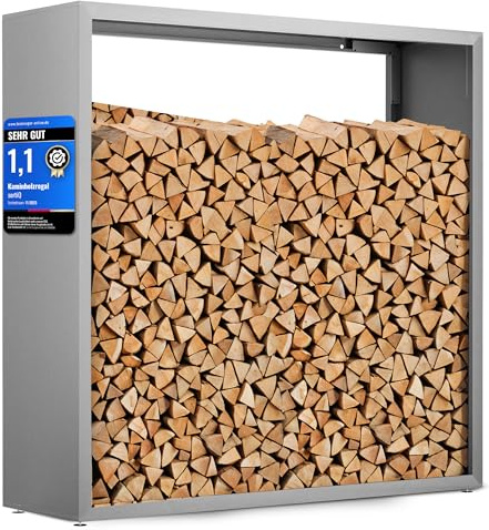 sortiQ Kaminholzregal Metall [DB 701] Kaminholz-Regal für außen & innen - wetterfeste, moderne Brennholz-Stapelhilfe für stabile Holzaufbewahrung Holzlager mit Stellfüßen (170 x 165cm)