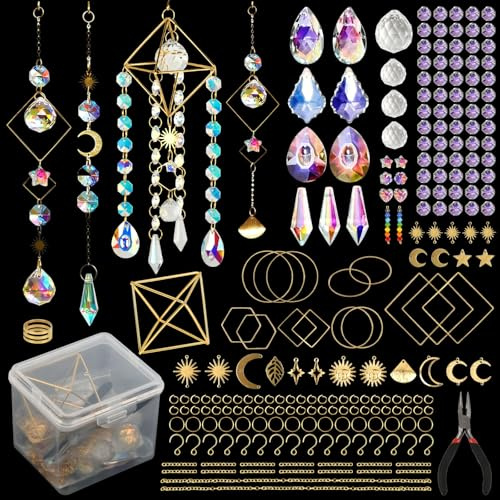 Atrapador Set de 400 Piezas Atrapasoles – Suncatcher & Sun Catcher de Cristal para Ventana, Atrapasoles Cristal Colgante, Atrapasole Arcoíris Colgante, Adecuado para Hogar, Jardín, Navidad, Boda
