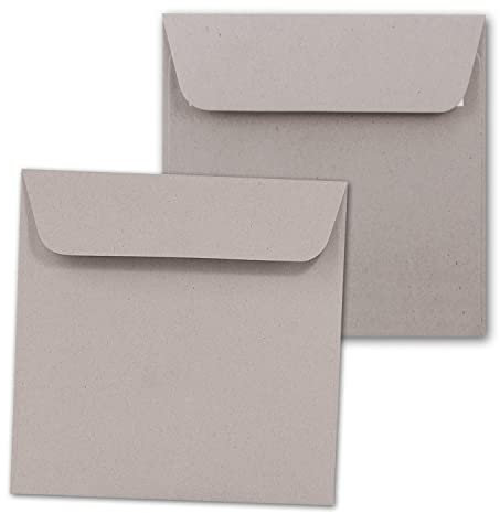ARTOZ 50x quadratische Briefumschläge - Farbe: beech (hellgrau/hellbraun) - 16,0 x 16,0 cm - mit Haftklebung und Abziehstreifen - Serie Greenline