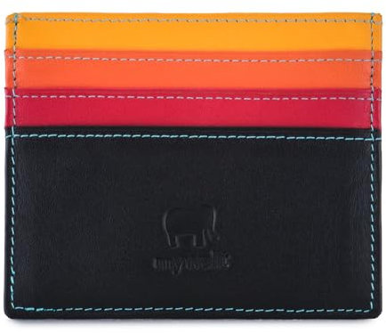 mywalit Mehrfarbiges Kreditkartenetui aus Leder, 3 Kartenfächer und Ausweisfenster, Black Pace, Einheitsgröße