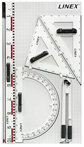 Linex - Lineal - Tafelzeichengeräte 6-teilig, Zeichengeräte, Magnetischer Tafelsatz für Lehrer