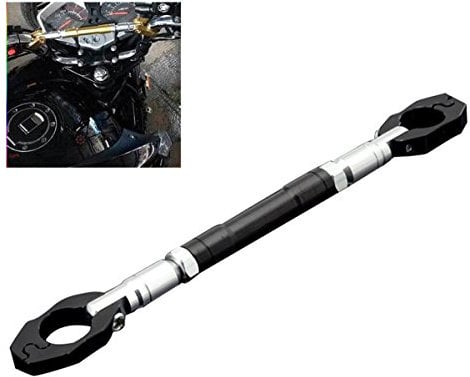 UNDELY® Universal Adjustable Motorcycle Motor Bike Aluminum Alloy Handlebar Brace & Clamp Bar Crossbar Set - 7/8″(22mm) Clamp Diameter, 28~33cm (11~13) Long (Black)