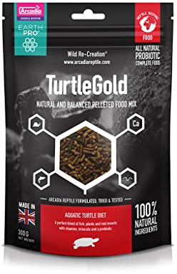 Arcadia - EarthPro-TurtleGold - 300g - Pelleted Food Mix - Easy To Use - 100% All-Natural Ingredients - Suitable For All Aquatic Turtles