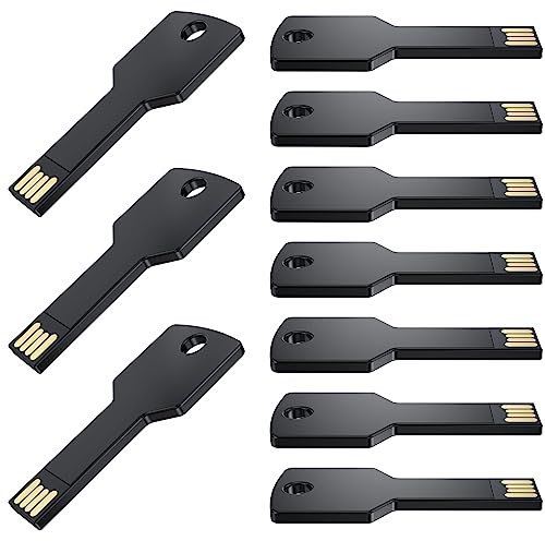 4GB Memoria USB Forma de Llave Pendrive 10 Piezas Uflatek USB 2.0 Pen Drive Negro Memorias Flash Drive Creative Impermeable Pen USB Externo Data Stick para Regalo